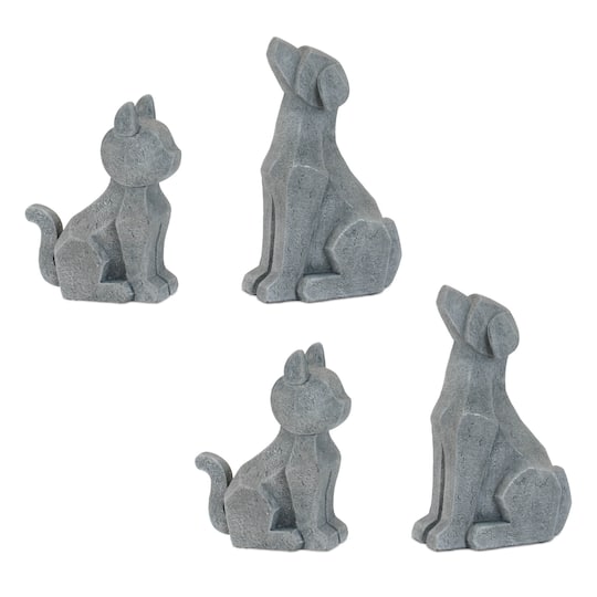 Melrose Modern Sitting Dog & Cat Figurines Set in Gray | Michaels®